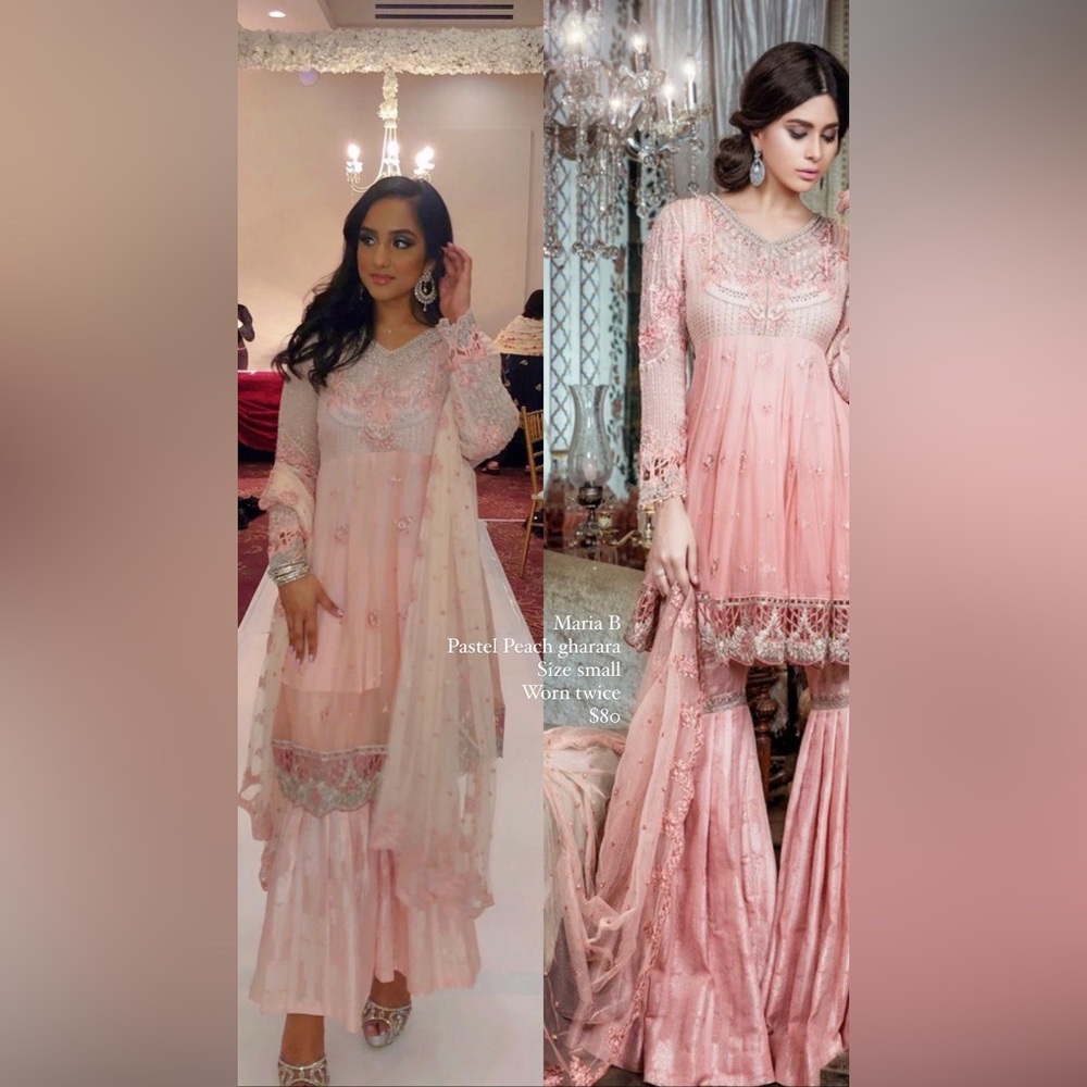Maria B pastel peach gharara